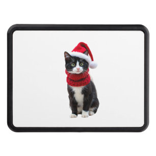 Ugly Christmas Black Cat Santa Hat Scarf Holiday C Hitch Cover