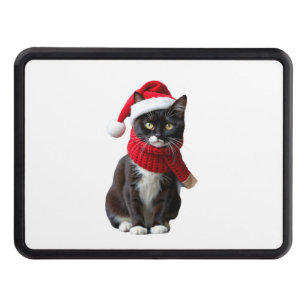 Ugly Christmas Black Cat Santa Hat Scarf Holiday C Hitch Cover