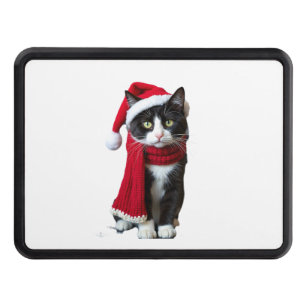 Ugly Christmas Black Cat Santa Hat Scarf Holiday C Hitch Cover