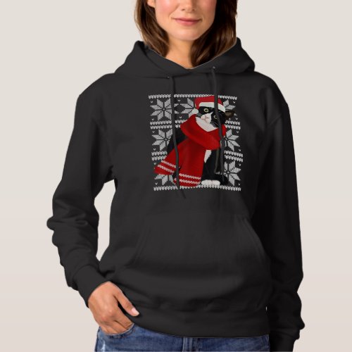 Ugly Christmas Black Cat Santa Hat Scarf Holiday C Hoodie