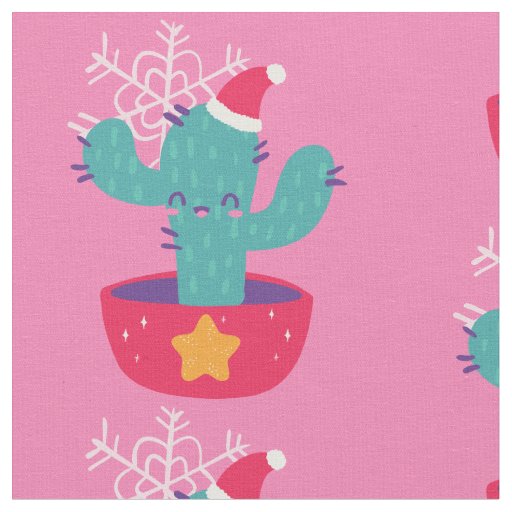 ugly christmas cactus southwest desert snowflakes  fabric