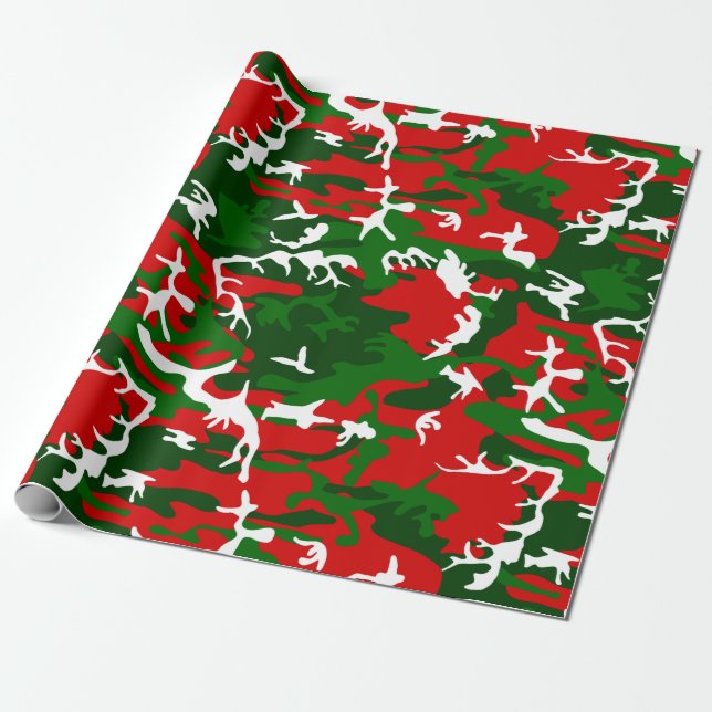 ugly christmas camo camouflage wrapping paper (Unrolled)