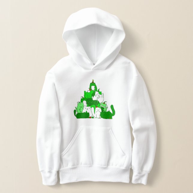 ugly christmas cat tree festive hoodie (Laydown)