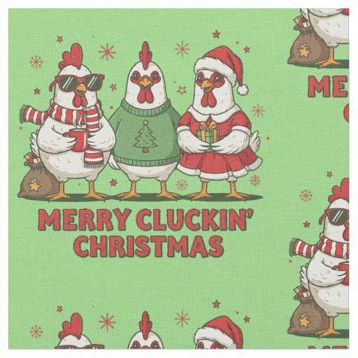 ugly christmas chicken merry clucking xmas fabric