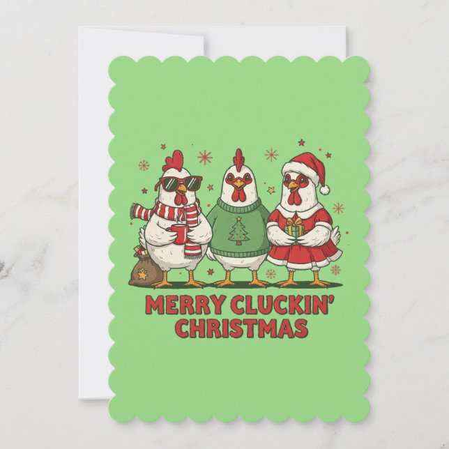 ugly christmas chicken merry clucking xmas invitation (Front)
