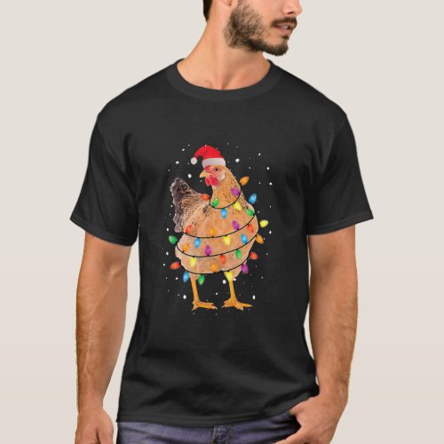 Ugly Christmas Chicken Santa Hat Lights Sweater