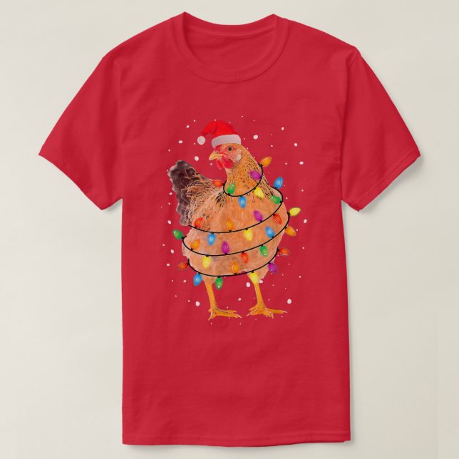 Ugly Christmas Chicken Santa Hat Lights Sweater Xm (Design Front)