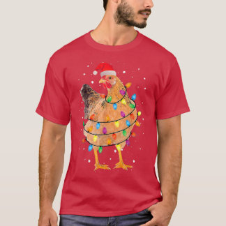 Ugly Christmas Chicken Santa Hat Lights Sweater Xm