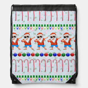 Ugly Christmas Dabbing Santa Drawstring Bag