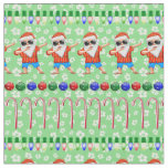 Ugly Christmas Dabbing Santa On Holiday Green Fabric