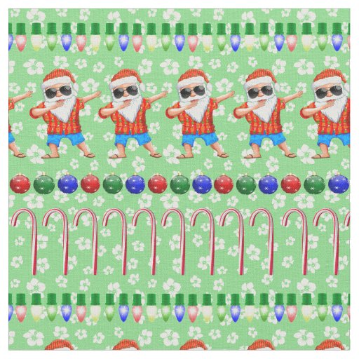 Ugly Christmas Dabbing Santa On Holiday Green Fabric