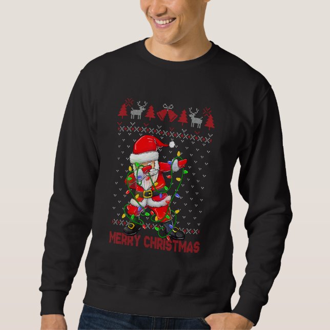 Ugly Christmas Dabbing Sweater  Santa Christmas Fa (Front)