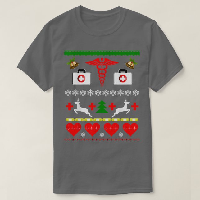 Ugly Christmas Design Nurse Doctor Medical Profess T-Shirt (Design Front)