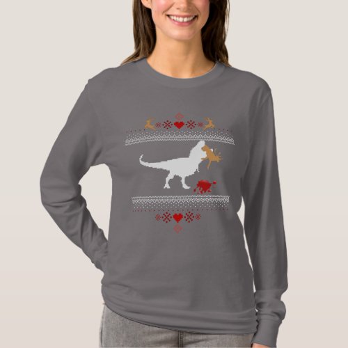 Ugly Christmas Dinosaur Reindeer Funny Sweater