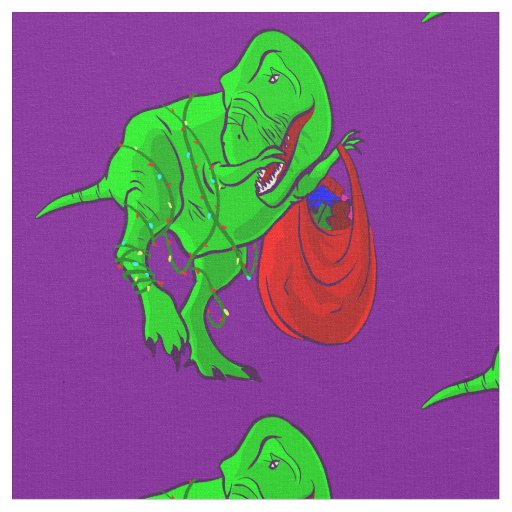 ugly christmas dinosaur tyrannosaurus rex  fabric