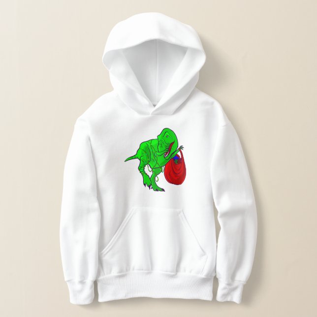ugly christmas dinosaur tyrannosaurus rex hoodie (Laydown)