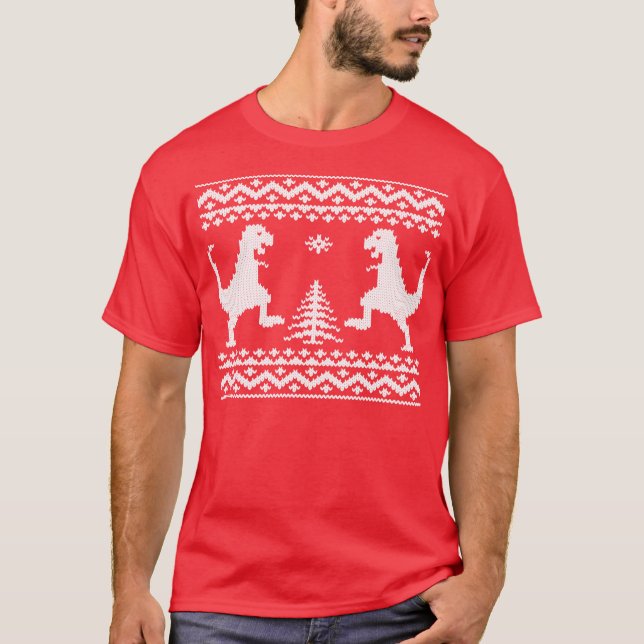 Ugly Christmas Dinosaurs T-Shirt (Front)