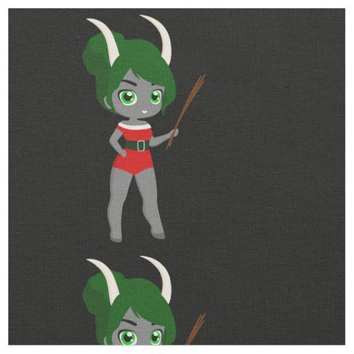ugly christmas female krampus fabric