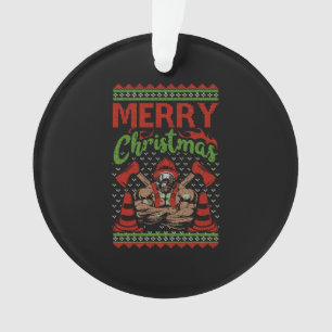 Ugly Christmas Firefighter Merry Christmas Costume Ornament