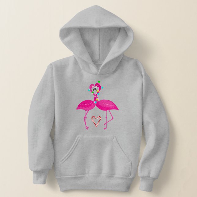 ugly christmas flamingo candy cane  hoodie (Laydown)