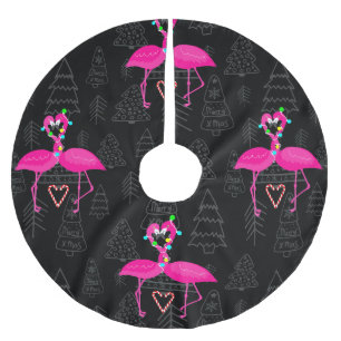 ugly christmas flamingo candy heart  brushed polyester tree skirt