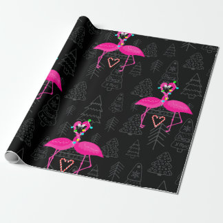 ugly christmas flamingo candy heart  wrapping paper