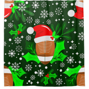 ugly christmas football sports santa xmas holly shower curtain