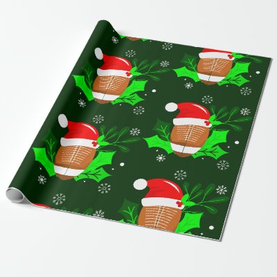 ugly christmas football sports xmas holly  wrapping paper