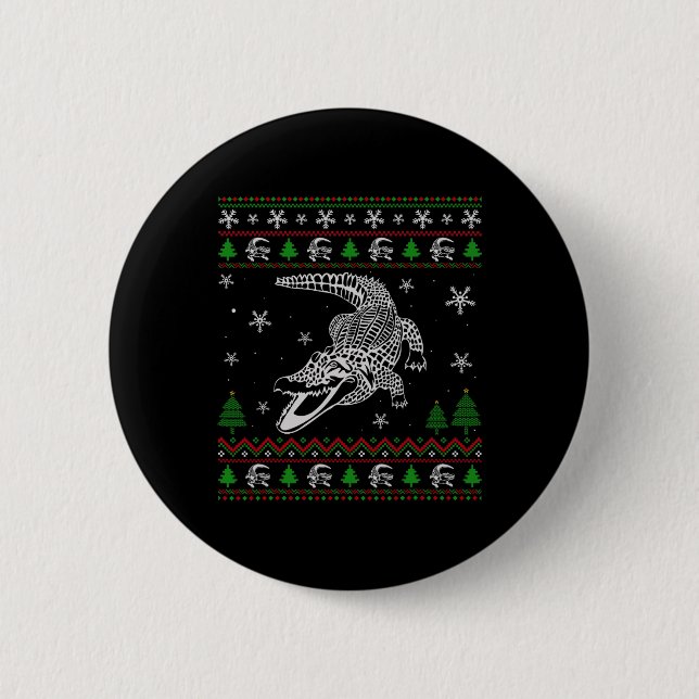 Ugly Christmas  for Alligator Lovers Fun Ugly  Button (Front)