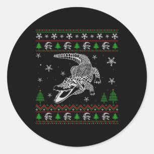Ugly Christmas For Alligator Lovers Fun Ugly  Classic Round Sticker