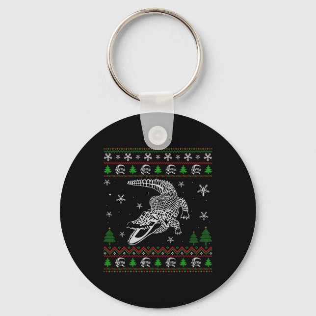 Ugly Christmas  for Alligator Lovers Fun Ugly  Keychain (Front)