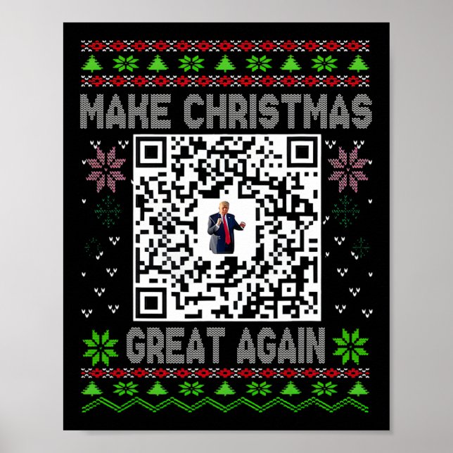 Ugly Christmas Funny Qr President Trump Dance Code Poster (Front)