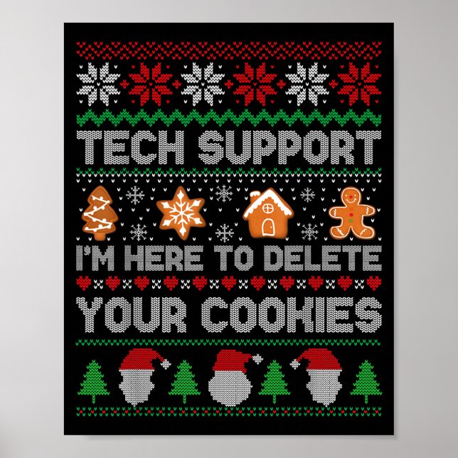Ugly Christmas Funny Tech Suprt Here To Delete Coo Poster (Front)