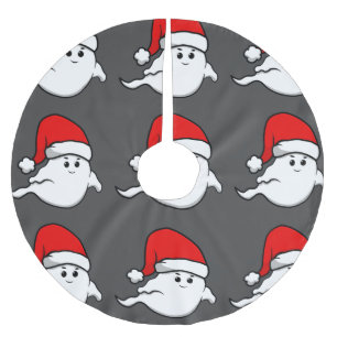 ugly christmas ghost santa claus spooky creepy brushed polyester tree skirt