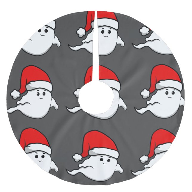 ugly christmas ghost santa claus spooky creepy brushed polyester tree skirt (Front)