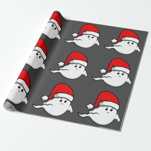 ugly christmas ghost santa claus spooky creepy wrapping paper