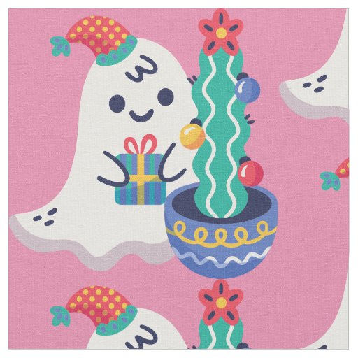 ugly christmas ghost xmas cactus fabric