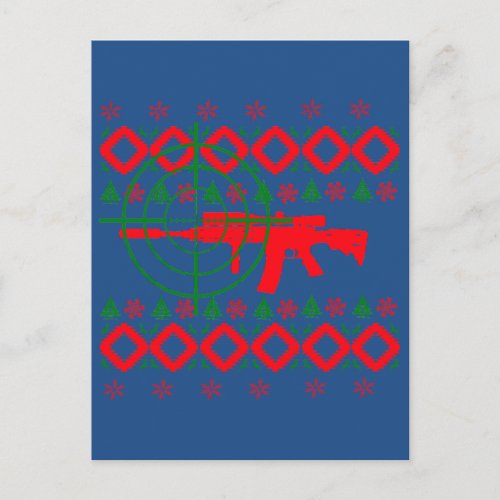 Ugly Christmas gun Holiday Postcard