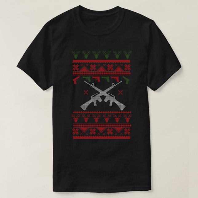 Ugly Christmas Gun Party Sweater Style (Design Front)