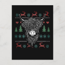 Ugly Christmas Highland Cow Postcard