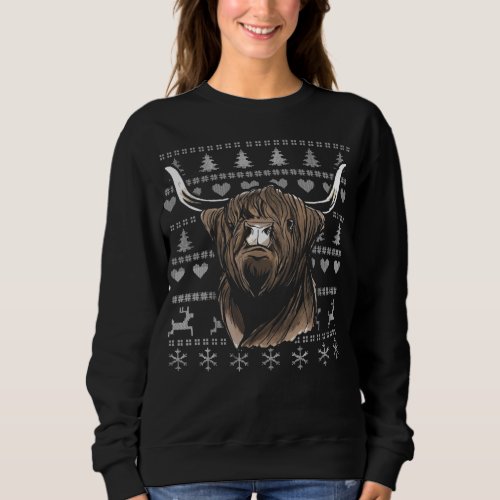 Ugly Christmas Highland Cow Sweatshirt