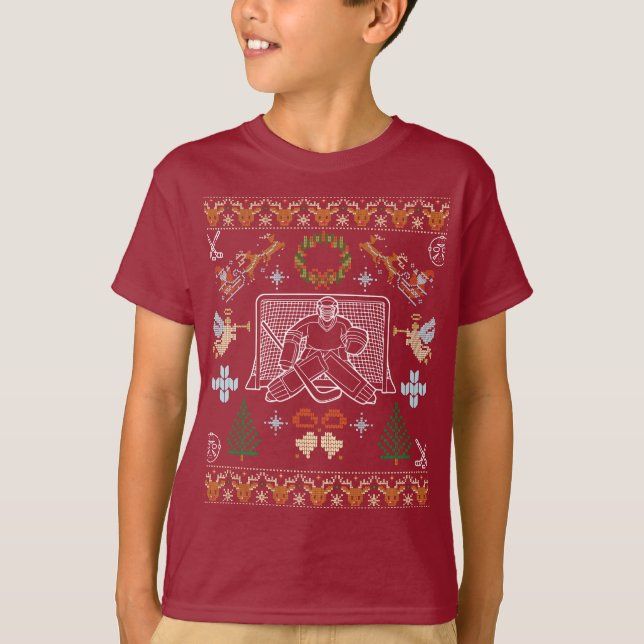 Ugly Christmas Hockey Goalie Sweater – Festive Hoc (Front)