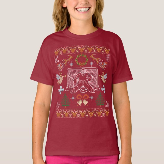 Ugly Christmas Hockey Goalie Sweater – Festive Hoc (Front)