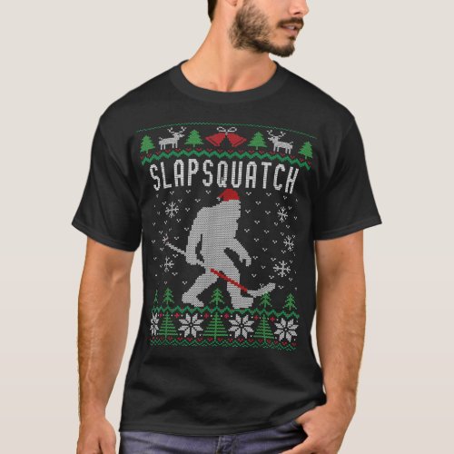 Ugly Christmas Hockey Sasquatch T_Shirt