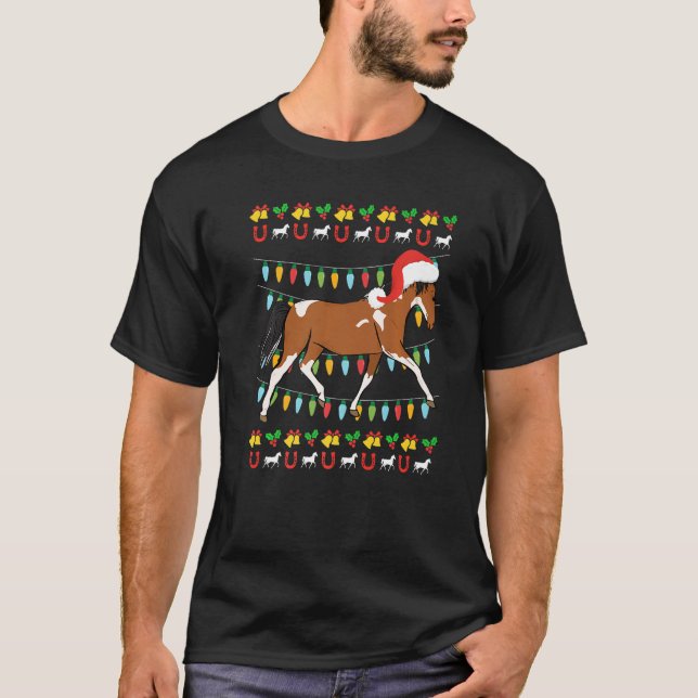 Ugly Christmas horse rider equestrian Christmas T-Shirt (Front)