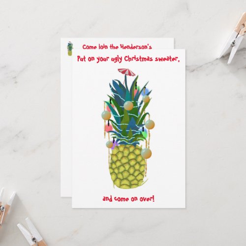 Ugly Christmas Invitation Tropical Pineapple Tree