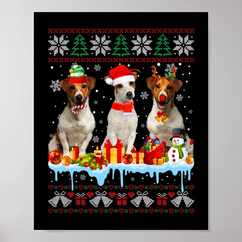 Ugly Christmas Jack Russell Terrier Dog Santa Xmas Poster