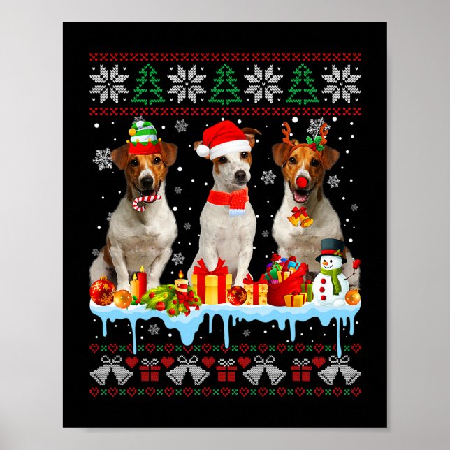 Ugly Christmas Jack Russell Terrier Dog Santa Xmas Poster (Front)