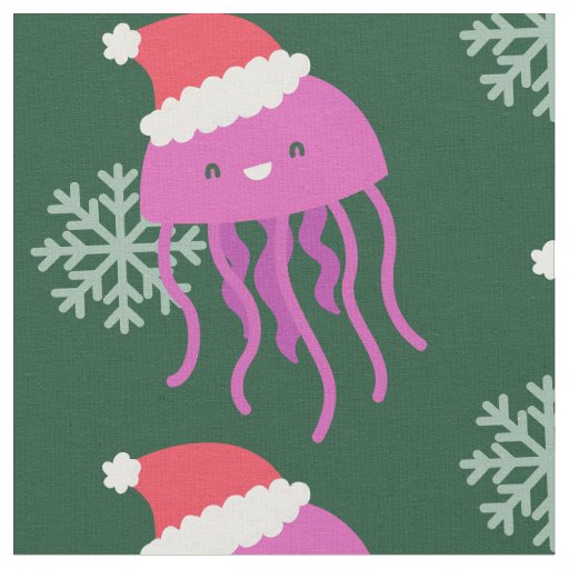 ugly christmas jellyfish santa snowflake fabric