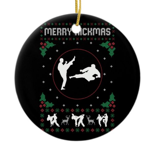 Ugly Christmas Karate Jiu Jitsu Martial Art Merry  Ceramic Ornament